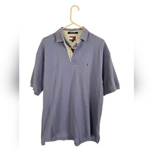 Vintage Tommy Hilfiger Men's Large Blue Polo Short Sleeve Shirt Collared